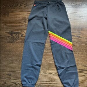 Kids Gray Joggers with Rainbow Stripes